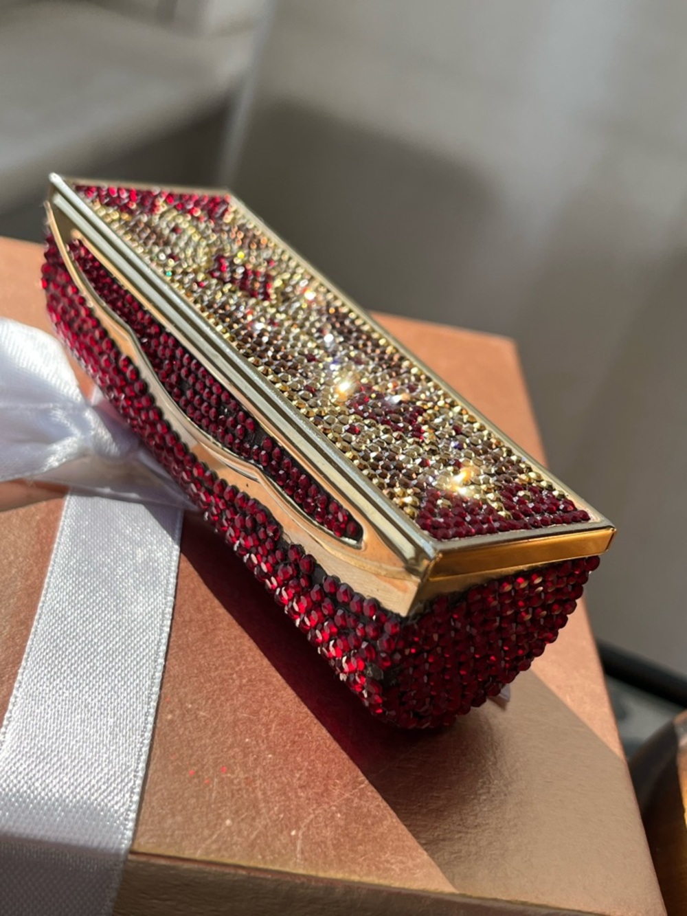 Judith Leiber Vintage Siam & Gold Swarovski Crystal Harlequin Lipstick Case 💄